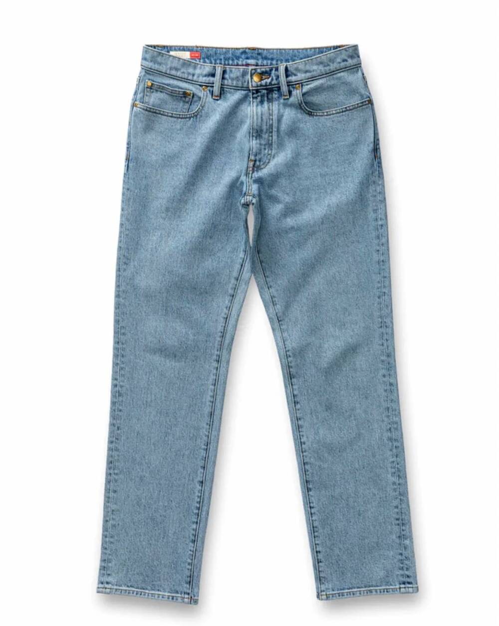 NEW DUCK HEAD men's classic straight jeans in light wash denim